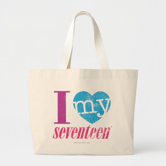 Ik hou van mijn 17 Aqua Grote Tote Bag (Voorkant)