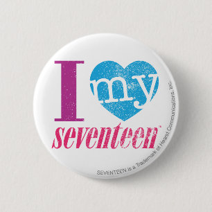 Ik hou van mijn 17 Aqua Ronde Button 5,7 Cm