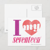 Ik hou van mijn 17 roze briefkaart (Voorkant / Achterkant)