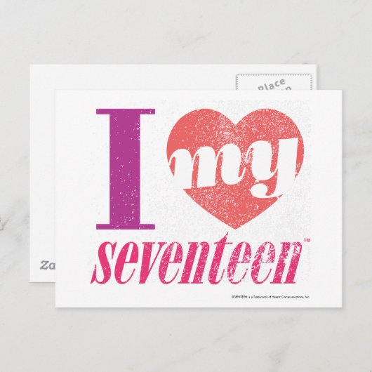 Ik hou van mijn 17 roze briefkaart (Voorkant / Achterkant)