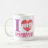 Ik hou van mijn 17 roze koffiemok (Links)