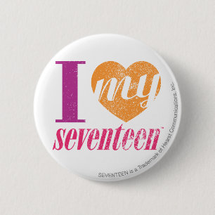 Ik hou van mijn 17 Sinaasappel Ronde Button 5,7 Cm