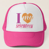 Ik hou van mijn 17 Sinaasappel Trucker Pet (Voorkant)