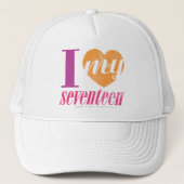 Ik hou van mijn 17 Sinaasappel Trucker Pet (Voorkant)