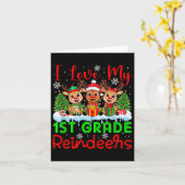 Ik hou van mijn 1e klas rendieren kerst leraar st kaart (Gele Bloem)