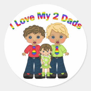 Ik hou van mijn 2 dads Vaderdag T - shirts en cade Ronde Sticker