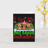 Ik hou van mijn 2e klas rendieren kerst leraar st kaart (Gele Bloem)