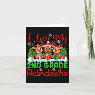 Ik hou van mijn 2e klas rendieren kerst leraar st kaart