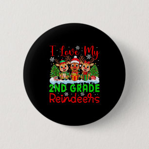 Ik hou van mijn 2e klas rendieren kerst leraar st ronde button 5,7 cm