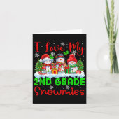 Ik hou van mijn 2e klas sneeuwpoppen kerstleraar s kaart (Voorkant)