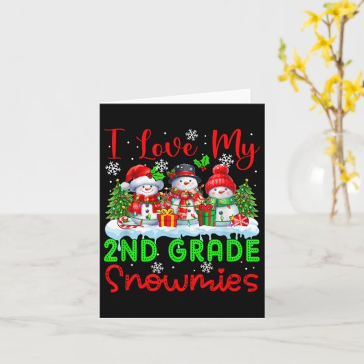 Ik hou van mijn 2e klas sneeuwpoppen kerstleraar s kaart (Gele Bloem)