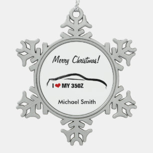 Ik hou van mijn 350Z Tin Sneeuwvlok Ornament