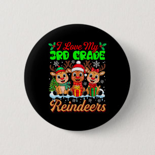 Ik hou van mijn 3e klas rendieren drie Xmas Reinde Ronde Button 5,7 Cm