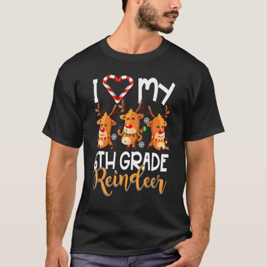 Ik hou van mijn 6e klas rendierstudenten docent ch t-shirt (Voorkant)