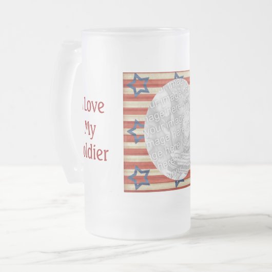 Ik hou van mijn aangepaste foto van Soldaat Matglas Bierpul (Voorkant links)