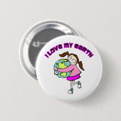 Ik hou van mijn aarde ronde button 5,7 cm (Voorkant /achterkant)