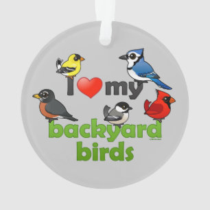 Ik hou van mijn achtertuin vogels ornament