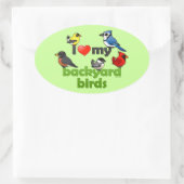Ik hou van mijn achtertuin vogels ovale sticker (Tas)