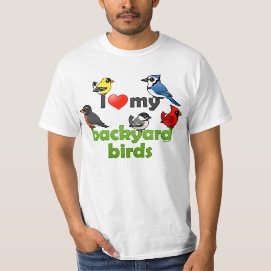 Ik hou van mijn achtertuin vogels t-shirt (Voorkant)