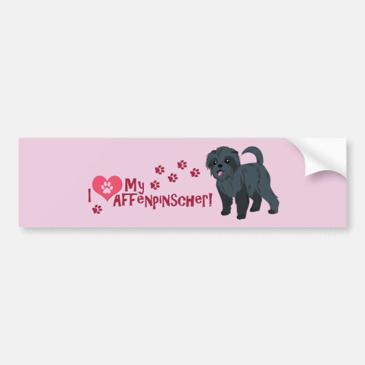Ik hou van mijn affenpinscher! bumpersticker (Voorkant)