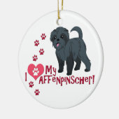 Ik hou van mijn affenpinscher! keramisch ornament (Links)