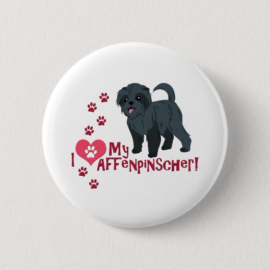 Ik hou van mijn affenpinscher! ronde button 5,7 cm (Voorkant)