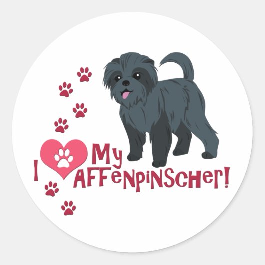Ik hou van mijn affenpinscher! ronde sticker (Voorkant)