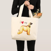 Ik hou van mijn Afghaanse hond Grote Tote Bag (Voorkant (product))