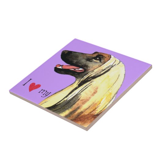 Ik hou van mijn Afghaanse hond Tegeltje (Zijkant)