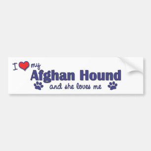 Ik hou van mijn Afghaanse hond (Vrouw Dog) Bumpersticker