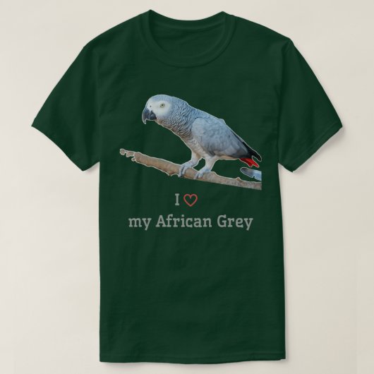 Ik hou van mijn Afrikaanse grijze papegaai T-shirt (Design voorkant)