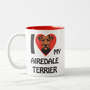 Ik hou van mijn Airedale Terrier Schattige en trot Tweekleurige Koffiemok