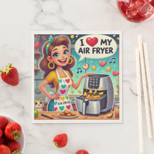 Ik hou van mijn airfryer - Schattige kookontwerp Servet