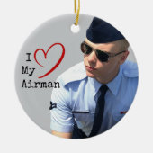 Ik hou van mijn Airman ik soldaat naam ik militair Keramisch Ornament (Voorkant)