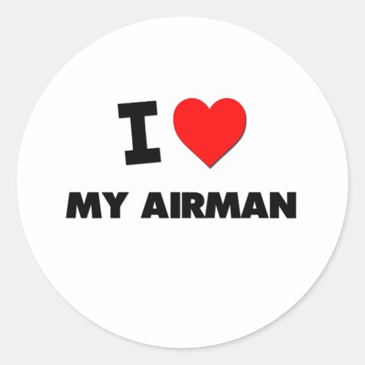 Ik hou van mijn Airman Ronde Sticker (Voorkant)