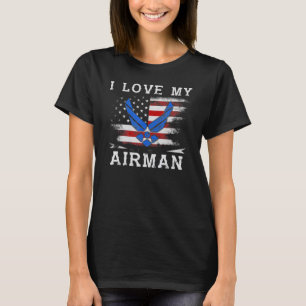 Ik hou van mijn Airman Verloofde Militaire Airman T-shirt