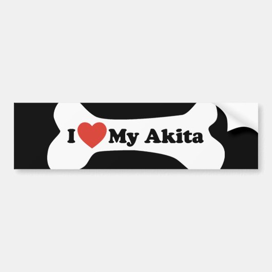 Ik hou van mijn Akita - Dog Bone Bumpersticker (Voorkant)