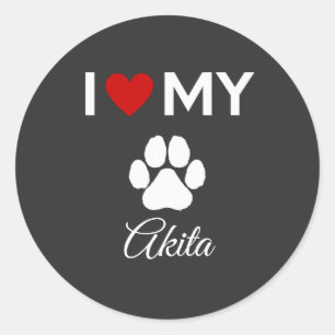 Ik hou van mijn Akita hond aangepaste naam Ronde Sticker