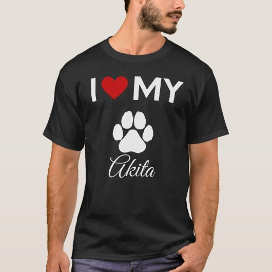 Ik hou van mijn Akita hond aangepaste naam T-shirt (Voorkant)