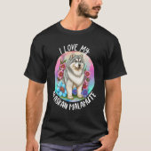 Ik hou van mijn Alaskan Malamute Dog Mam Flowers P T-shirt (Voorkant)