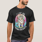 Ik hou van mijn Alaskan Malamute Dog Mam Flowers P T-shirt (Voorkant)
