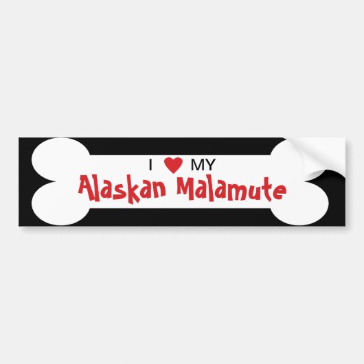 Ik hou van mijn Alaskan Malamute Hondenras Bumpersticker (Voorkant)