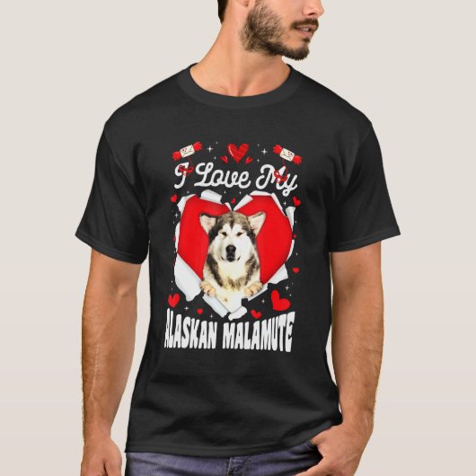 Ik hou van mijn Alaskan Malamute Valentijn Dog T-shirt (Voorkant)