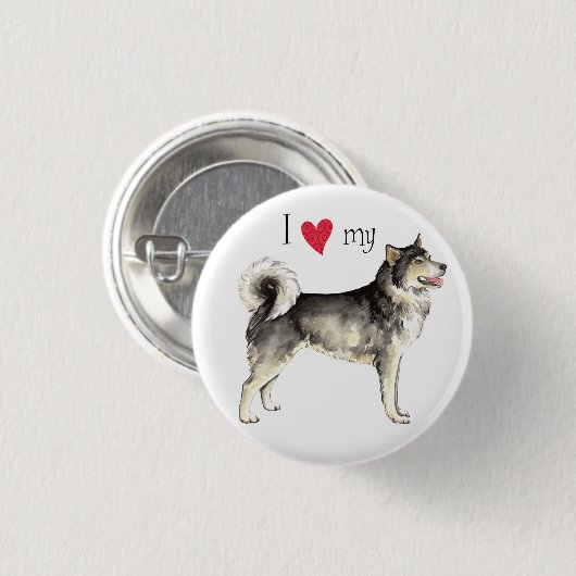 Ik hou van mijn Alaskan Malemute Ronde Button 3,2 Cm (Voorkant /achterkant)