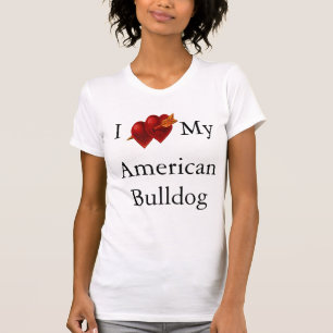 Ik hou van mijn Amerikaanse Bulldog Double Heart T-shirt