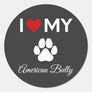 Ik hou van mijn Amerikaanse Bully hond aangepaste Ronde Sticker