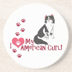 Ik hou van mijn Amerikaanse Curl! Zandsteen Onderzetter