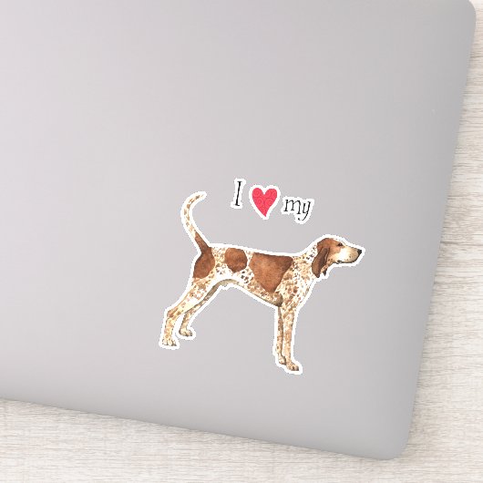 Ik hou van mijn Amerikaanse Engelse coonhound viny Sticker (Detail)
