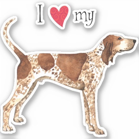 Ik hou van mijn Amerikaanse Engelse coonhound viny Sticker (Voorkant)