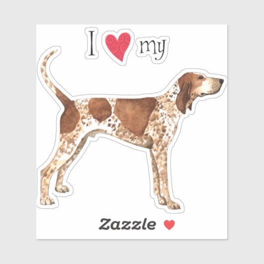 Ik hou van mijn Amerikaanse Engelse coonhound viny Sticker (Vel)